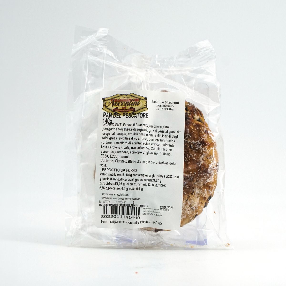 Pane del pescatore dell'Isola d'Elba del Panificio Nocentini retro pack