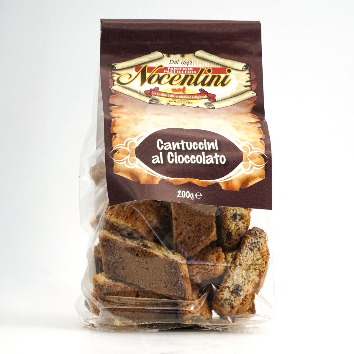 Cantucci al cioccolato del Panificio Nocentini packaging fronte